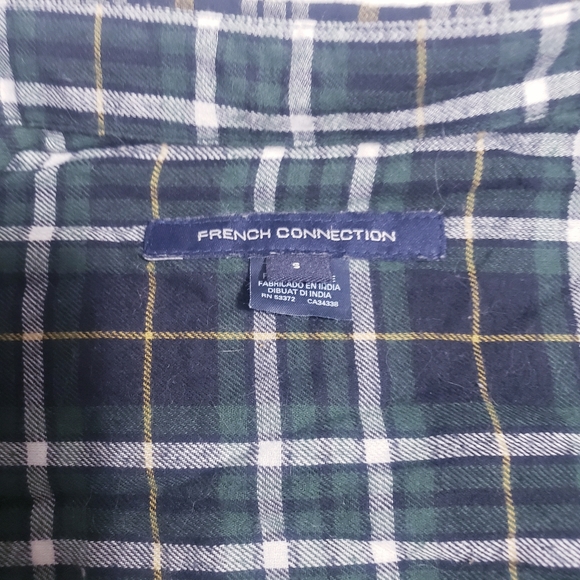 French Connection Plaid Patchwork V-Neck Flannel Blouse - Picture 13 of 14